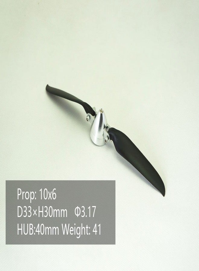 Viloga RC Plane Folding Propeller 10×6 inch w/Spinner Size D33×H30mm, and Motor Shaft Diameter φ3.17 with CNC Aluminum Alloy Spinner (10×6, Shaft Φ3.17) - Image 1